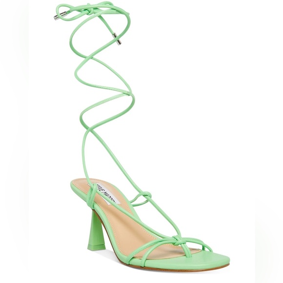 Ankle-Tie Light Green Heels - Picture 1 of 6